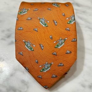 Vineyard Vines Whitewater Rafting and Mountain Orange Silk Tie